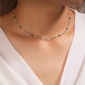 Gold And Blue Geometric Necklace